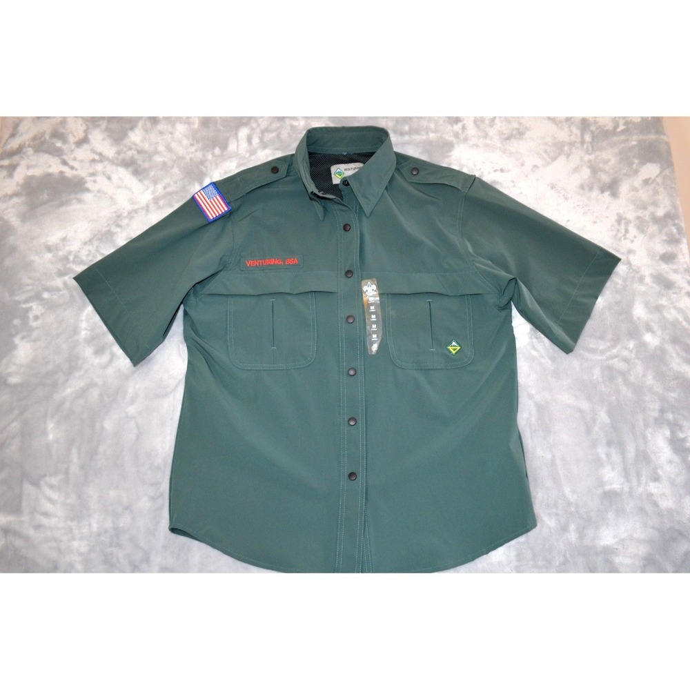 Nwt BSA Venture Boy Scouts Venturing Green Shirt Ladies M Uniform Vent Snap